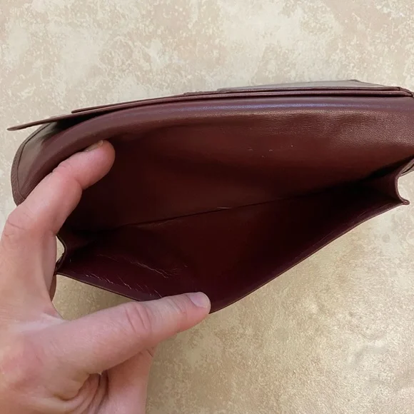 Vintage Cartier Check Organizer Bi-Fold Wallet, Burgundy Leather - Picture 10 of 14